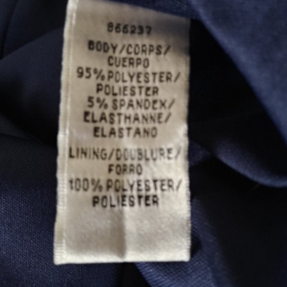 JS Collections Blue Sheath Dress Size 16 Draped Faux Wrap Sleeveless Fully Lined - Picture 6 of 7